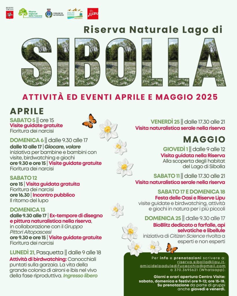 Sabato 10 maggio visita guidata serale nella Riserva Naturale Lago di Sibolla